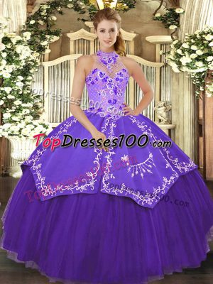 Deluxe Floor Length Ball Gowns Sleeveless Purple Vestidos de Quinceanera Lace Up