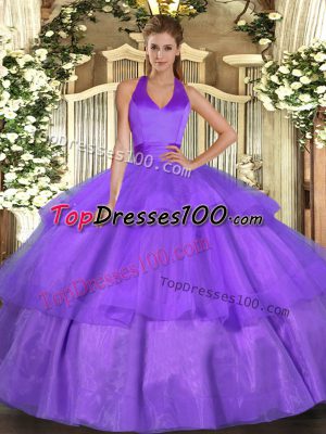 Popular Floor Length Ball Gowns Sleeveless Lavender Sweet 16 Quinceanera Dress Lace Up