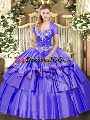 Organza and Taffeta Sleeveless Floor Length Vestidos de Quinceanera and Beading and Ruffled Layers