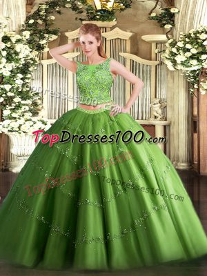 Tulle Sleeveless Floor Length Vestidos de Quinceanera and Beading and Appliques