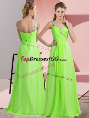 Empire Beading Party Dress for Girls Lace Up Chiffon Sleeveless Floor Length