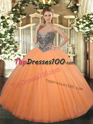 Stylish Tulle Sleeveless Floor Length 15 Quinceanera Dress and Beading