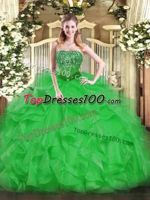 Floor Length Ball Gowns Sleeveless Green Sweet 16 Quinceanera Dress Lace Up