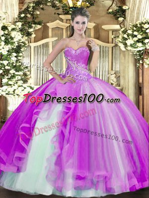 Exceptional Ball Gowns Vestidos de Quinceanera Lilac Sweetheart Tulle Sleeveless Floor Length Lace Up