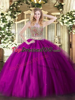 Edgy Tulle Sleeveless Floor Length Quinceanera Dresses and Beading