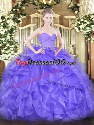 Fantastic Lavender Sleeveless Beading and Lace and Ruffles Floor Length Quinceanera Dress