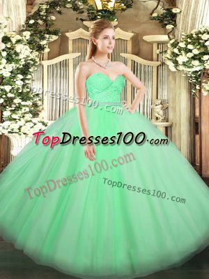 Apple Green 15 Quinceanera Dress Military Ball and Sweet 16 and Quinceanera with Beading and Lace Sweetheart Sleeveless Zipper