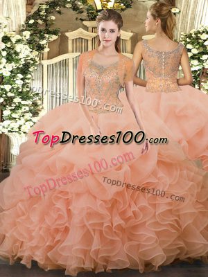 Sleeveless Beading and Ruffled Layers Clasp Handle Quinceanera Gown