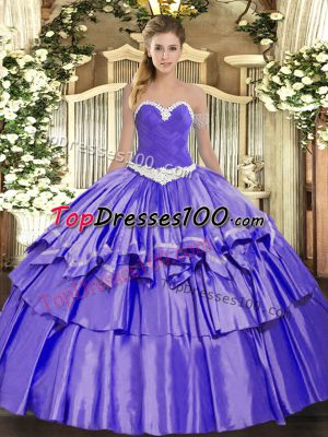 Suitable Organza and Taffeta Sleeveless Floor Length Sweet 16 Dresses and Appliques and Ruffled Layers