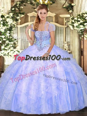 Designer Light Blue Ball Gowns Appliques and Ruffles Sweet 16 Quinceanera Dress Lace Up Tulle Sleeveless Floor Length