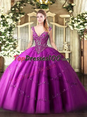 Artistic Sleeveless Beading and Appliques Lace Up Vestidos de Quinceanera