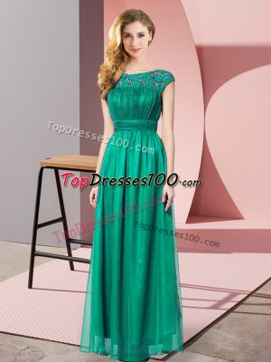 Turquoise Tulle Zipper Homecoming Dress Sleeveless Floor Length Lace