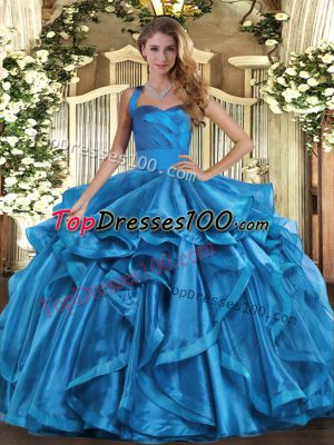 Organza Sleeveless Floor Length Sweet 16 Quinceanera Dress and Ruffles