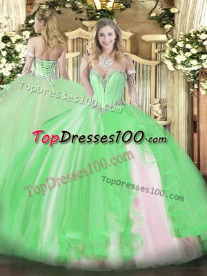 Ball Gowns Sweet 16 Quinceanera Dress Sweetheart Tulle Sleeveless Floor Length Lace Up