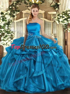 Sleeveless Lace Up Floor Length Ruffles Ball Gown Prom Dress
