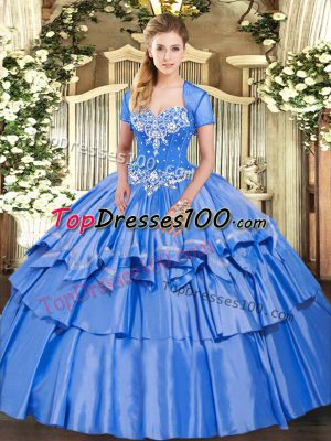Great Sleeveless Beading and Ruffled Layers Lace Up Ball Gown Prom Dress