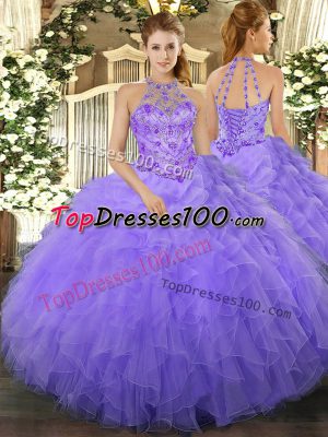 Floor Length Ball Gowns Sleeveless Lavender Vestidos de Quinceanera Lace Up