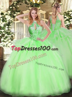 Nice Ball Gowns Beading 15 Quinceanera Dress Lace Up Organza Sleeveless Floor Length