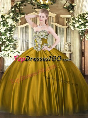 Floor Length Brown Quinceanera Dresses Strapless Sleeveless Lace Up