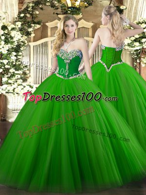 Admirable Sweetheart Sleeveless Tulle Sweet 16 Quinceanera Dress Beading Lace Up