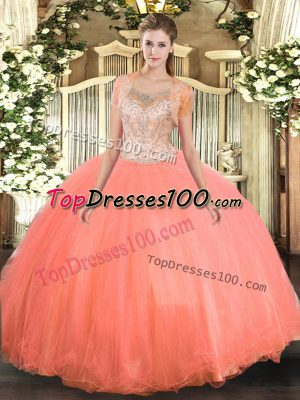 Sleeveless Clasp Handle Floor Length Beading 15th Birthday Dress