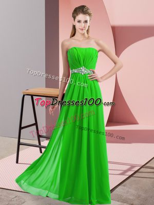 Sweet Green Sleeveless Chiffon Lace Up Prom Dresses for Prom and Party