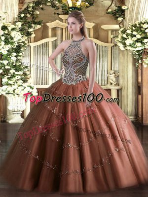 Sleeveless Lace Up Floor Length Beading Sweet 16 Dress