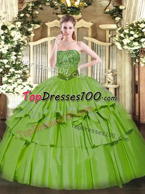 Latest Ball Gowns Sweet 16 Quinceanera Dress Strapless Organza and Taffeta Sleeveless Floor Length Lace Up