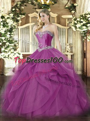 Sexy Tulle Sleeveless Floor Length Quinceanera Dresses and Beading and Ruffles