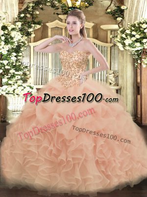 Glamorous Sleeveless Appliques and Ruffles and Pick Ups Lace Up Sweet 16 Quinceanera Dress