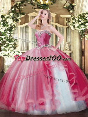 Sleeveless Beading and Ruffles Lace Up Sweet 16 Quinceanera Dress