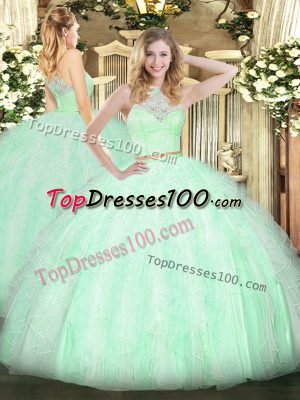Sumptuous Sleeveless Zipper Floor Length Lace and Ruffles Sweet 16 Dress