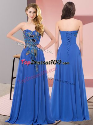 Sleeveless Embroidery Lace Up Prom Dress