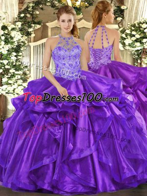 Admirable Floor Length Ball Gowns Sleeveless Purple Sweet 16 Dress Lace Up