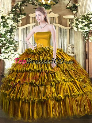 Organza Sleeveless Floor Length Ball Gown Prom Dress and Ruffled Layers