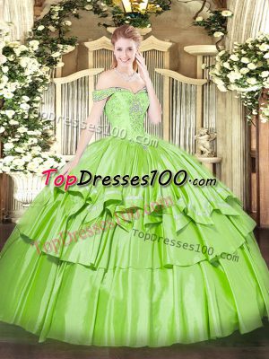 Colorful Lace Up Sweet 16 Dresses Beading and Ruffled Layers Sleeveless Floor Length