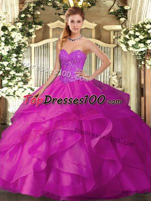 Clearance Tulle Sleeveless Floor Length Quinceanera Dress and Beading and Ruffles