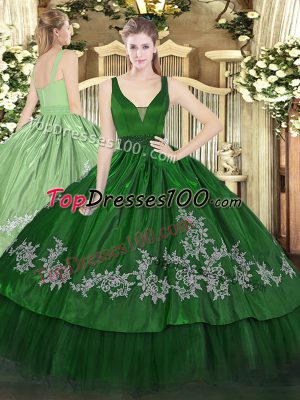 Gorgeous Sleeveless Zipper Floor Length Beading and Embroidery Sweet 16 Dress