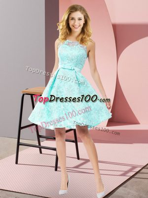 Scoop Sleeveless Lace Bridesmaids Dress Bowknot Zipper