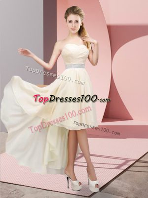 Chiffon Sweetheart Sleeveless Lace Up Beading Bridesmaid Dresses in Champagne