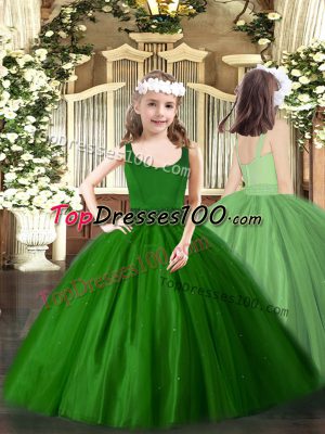 Dark Green Scoop Zipper Beading Little Girl Pageant Dress Sleeveless