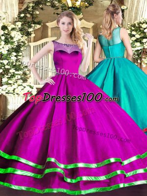 Enchanting Sleeveless Beading and Ruffled Layers Lace Up 15th Birthday Dress