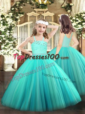 Custom Designed Floor Length Ball Gowns Sleeveless Turquoise Party Dresses Zipper
