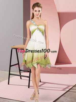 One Shoulder Sleeveless Lace Up Prom Evening Gown Multi-color Fading Color