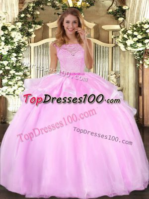 Scoop Sleeveless Organza 15 Quinceanera Dress Lace Clasp Handle