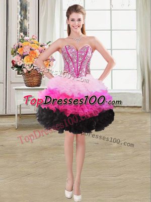 Chic Multi-color Sweetheart Neckline Beading and Ruffles Homecoming Dress Sleeveless Lace Up