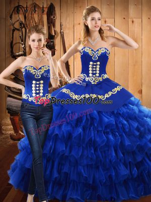 Tulle Sleeveless Floor Length Quinceanera Gown and Embroidery and Ruffled Layers