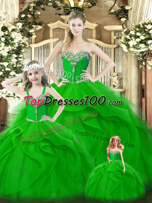 Deluxe Sleeveless Beading and Ruffles Lace Up Sweet 16 Quinceanera Dress