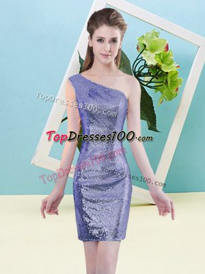 Attractive Lavender Sleeveless Sequins Mini Length Prom Gown