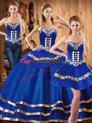 Attractive Satin and Tulle Sleeveless Floor Length 15th Birthday Dress and Embroidery